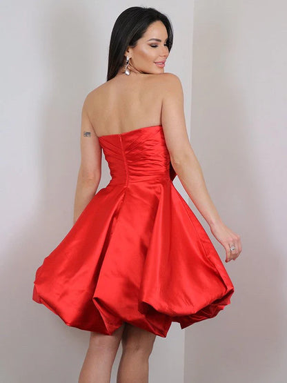 LTP1421,Princess Red Bowknot Sweetheart Satin Cheap Homecoming Dresses