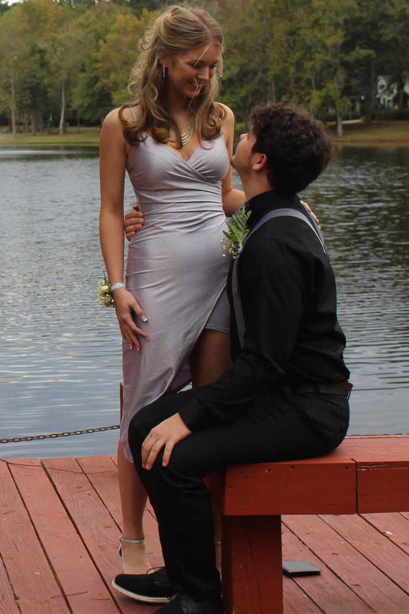 LTP1169,Shiny Light Grey V-Neck Short Homecoming Dress