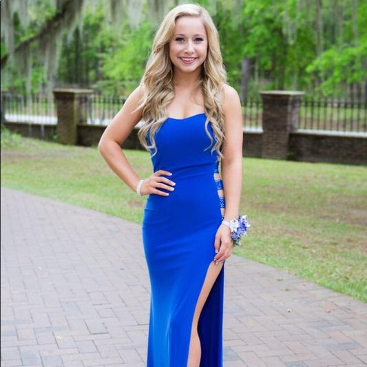 LTP0413,Royal blue prom dress strapless tight long evening dress