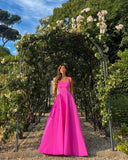 LTP1702,Elegant Hot Pink Long Prom Dresses, A-Line Evening Gown