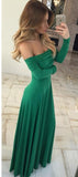 LTP0690,Green off the shoulder mermaid long prom dresses