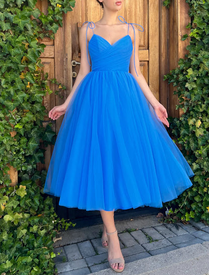 LTP1269,Princess Blue Pleated A-Line Tulle Prom Evening Dresses, Tea L Laylatailor Shop LTP1269,Princess Blue Pleated A-Line Tulle Prom Evening Dresses, Tea L Laylatailor Shop