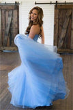 LTP0845,Sky blue prom dresses sweetheart tulle evening dresses sleeveless formal gown