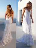LTP1206,Lace Court Sleeveless Spaghetti Trumpet/Mermaid Straps Train Wedding Dresses