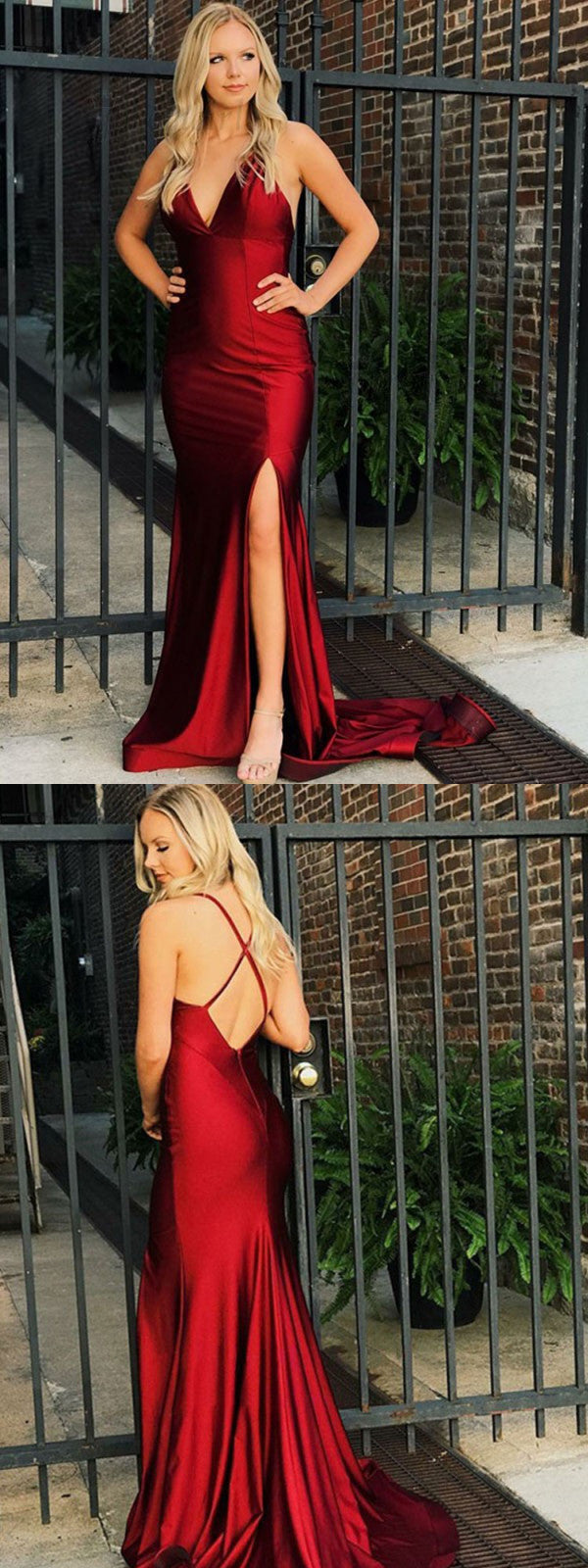 LTP0220,Sexy burgundy bodycon prom dresses satin corset split long evening prom dress