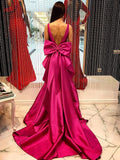 LTP0771,Hot pink bowknot satin mermaid prom dresses open back long evening dress