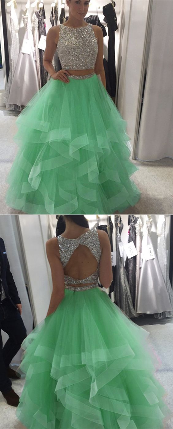 LTP0006,Luxury Two Pieces Sweet 16 Dress,Beading Tulle Layered Ball Gown