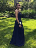 LTP0537,Blue Halter V-Neck Prom Dresses Long Evening Party Gown