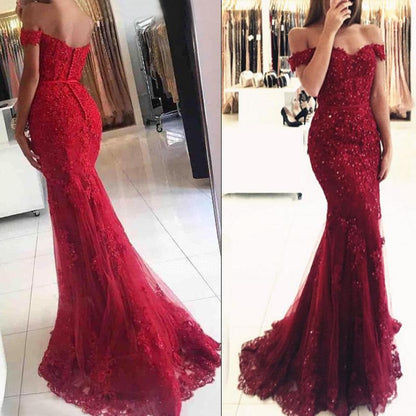 LTP0248,Blue Prom Dresses Off The Shoulder Evening Dress Mermaid Beaded Long Prom Dress