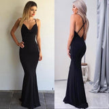LTP0298,Sexy Black Prom Dresses Spaghetti Straps Mermaid Evening Dresses