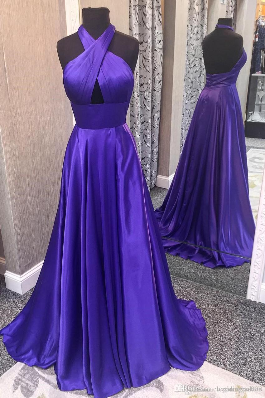 LTP1168,Purple A-Line Satin Long Prom Dresses,Silk Criss Cross Evening Formal Dress