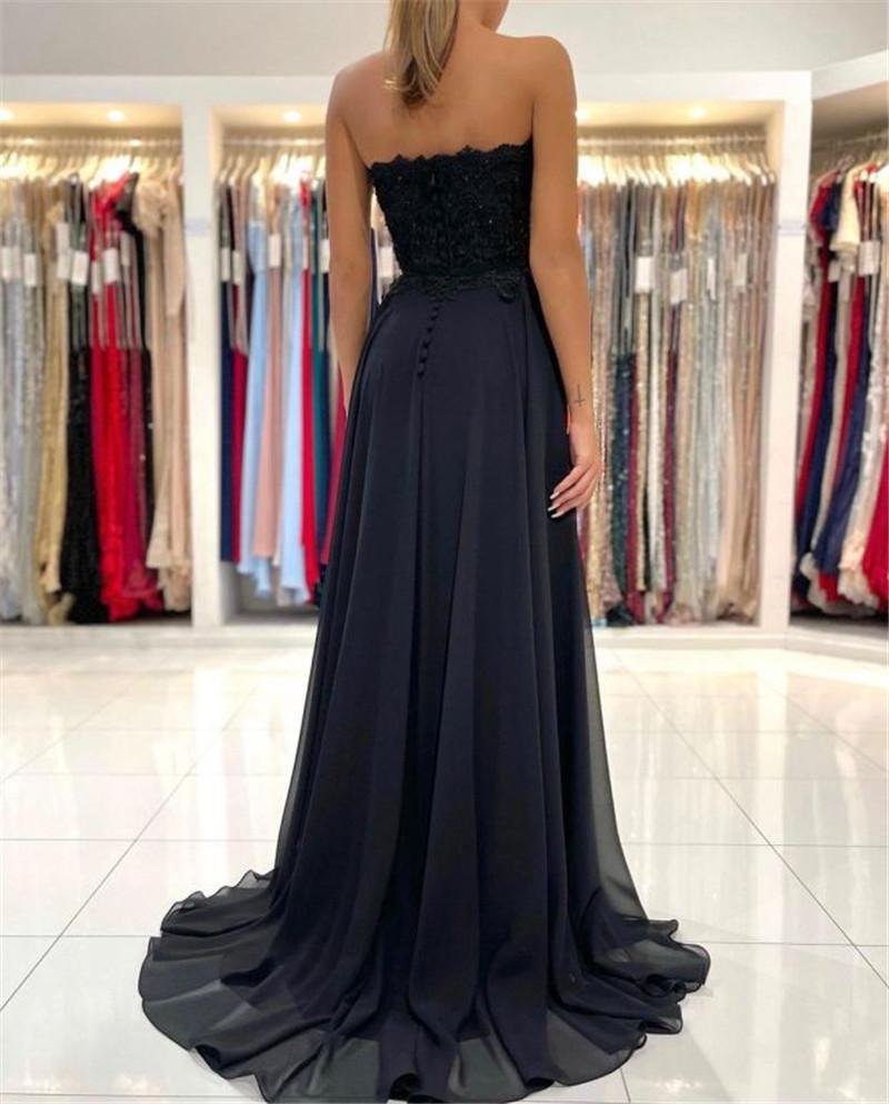 LTP1587,Sweetheart black chiffon applique sheath long prom dresses,black evening dresses