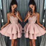 LTP0469,Pink Homecoming Dresses Spaghetti Straps Mini Prom Dress