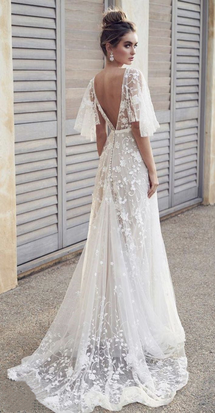 LTP0152,Ivory V Neck Beach Wedding Dresses With Lace Appliques Short S Laylatailor Shop LTP0152,Ivory V Neck Beach Wedding Dresses With Lace Appliques Short S Laylatailor Shop